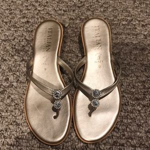 Italian shoe maker gold sandals